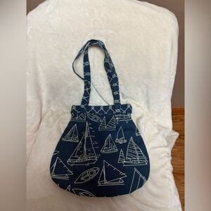 Nautical Blue Tote Bag with Sailboat Print